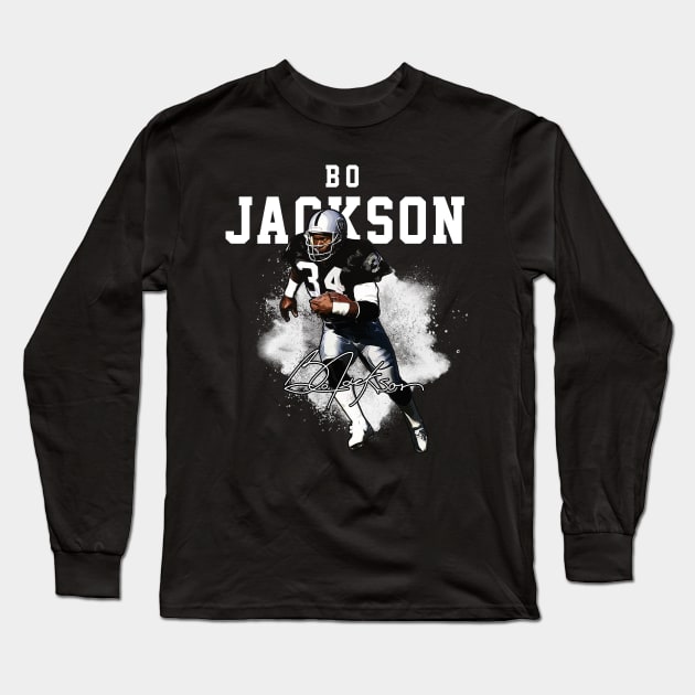 Bo Jackson Bo Knows Signature Vintage Legend Baseball Football Bootleg Rap Graphic Style Long Sleeve T-Shirt by Koch Sean